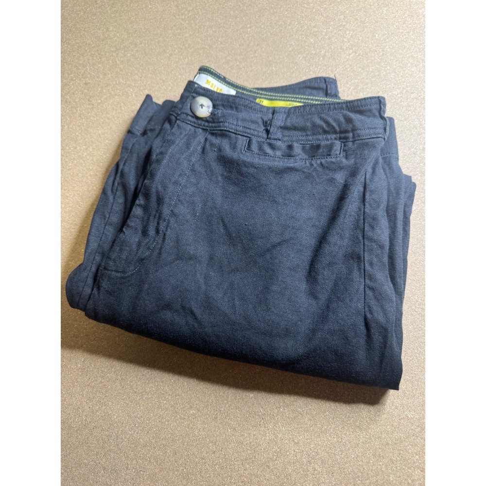 Maeve Anthropologie Black Wide Leg Linen Blend Pants Size 31 High Rise Relaxed
